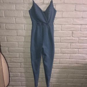 Haute Monde Women Blue Jean Jumpsuit size small